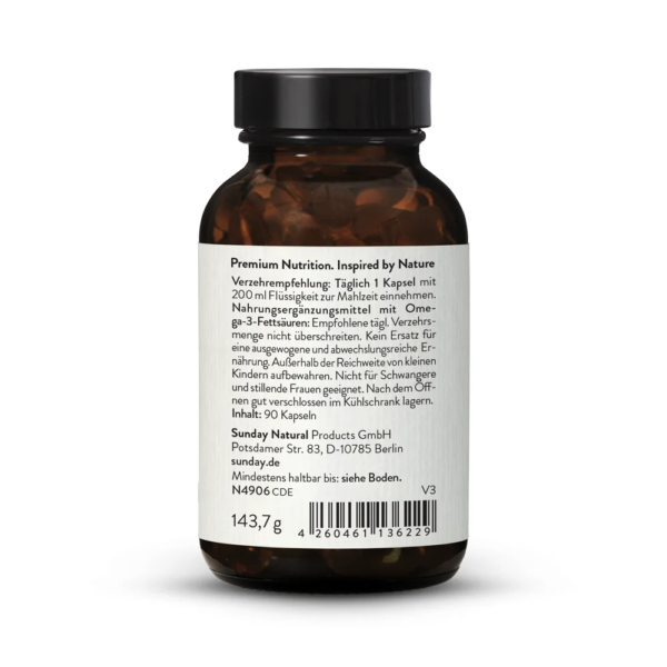 Sunday Natural Omega 3 Komplex vegan DHA EPA ALA GLA 640mg pro Kapsel - Image 3